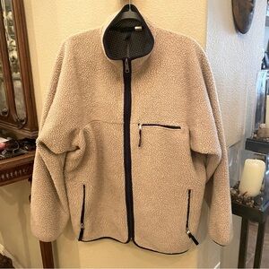 Vintage PATAGONIA Men Cream Sherpa Fleece Zip Jacket Size XXL-Made in USA
